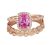 HEARTS AND YOU Anillo de compromiso milgrain de zafiro rosa creado de corte ovalado para mujer, chapado en oro rosa, Metal no precioso, Zafiro rosa creado